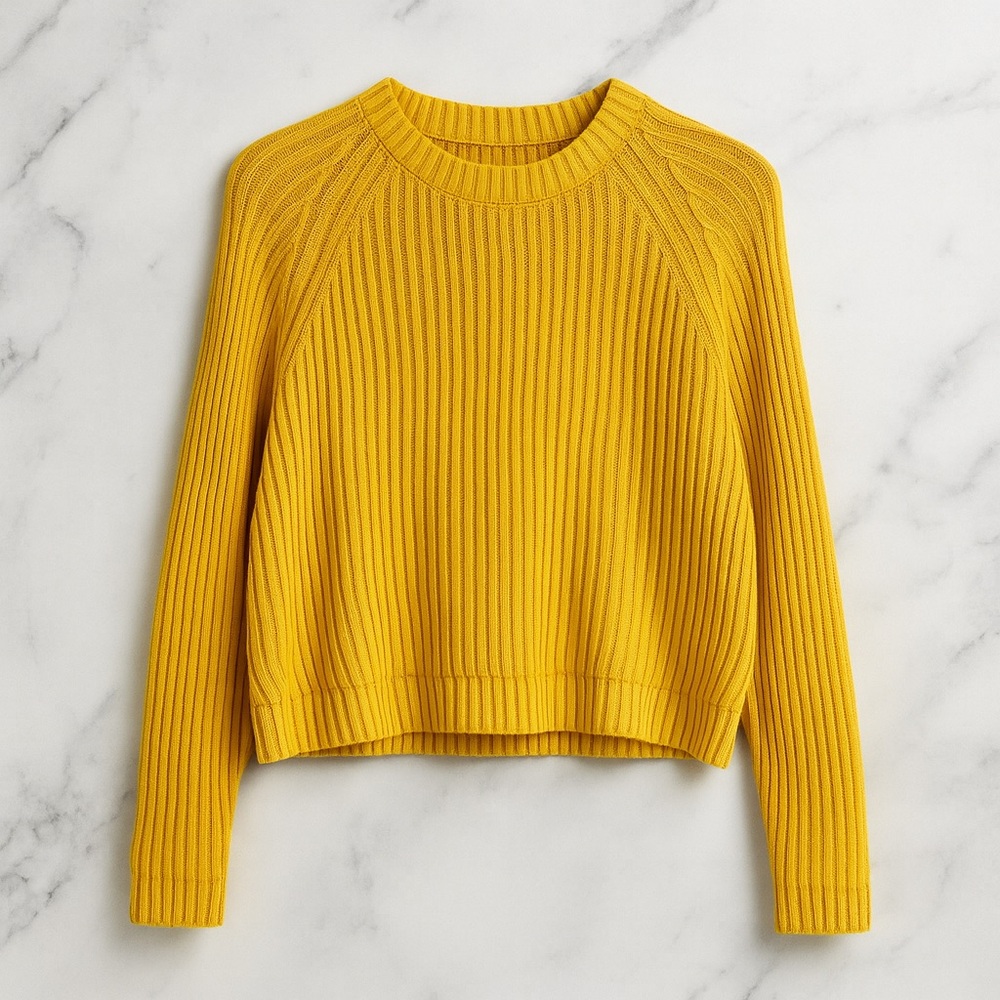 Garage Mustard Ribbed Crew Neck Sweater